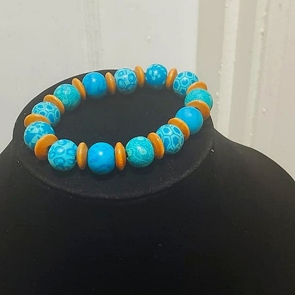 Beautiful Bracelet with Turquoise Stones ,Handmade jewelry. 🌴 - Picture 1 of 5